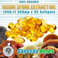 100% PURE CERTIFIED USDA ORGANIC REISHI  SPORE EXTRACT OIL  500mg x 35 Softgels