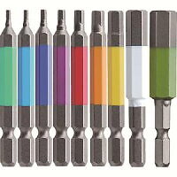 ANEX Color Screwdriver Hex Wrench Bit Set 65mm 9pcs ACHX9-65L 