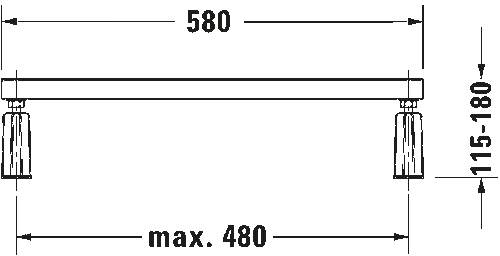 Duravit No.1 1800x800mm Bathtub Double Ended White And Support Frame 580x40x115m - Picture 5 of 6