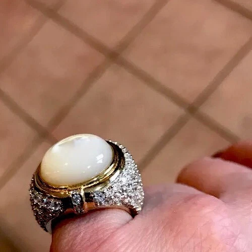 Ross Simons 14kt GOS sim Pearl Center W/CZ PAVE ring 6 - Image 3 of 4