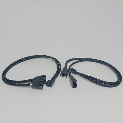Fan Power Supply Cable 1 to 2 with 3 Pin 4 Pin for Computer CPU 10.6 Inch 2-Pack