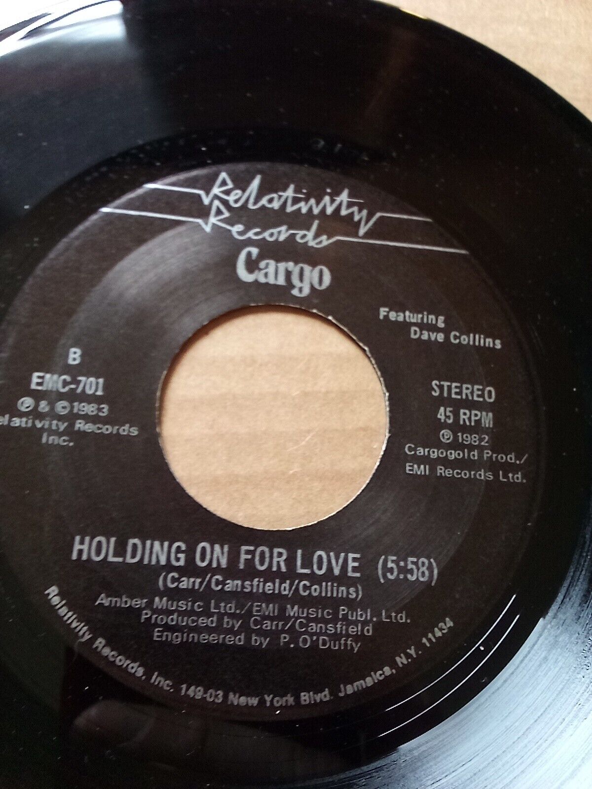Cargo relativity records Holding On For Love 45RPM vinyl 45RPM. 7" 