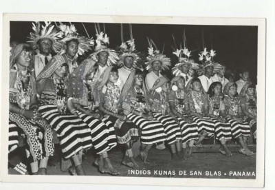 Vintage Postcard Indios Kunas De San Blas Panama Native Indian Photo