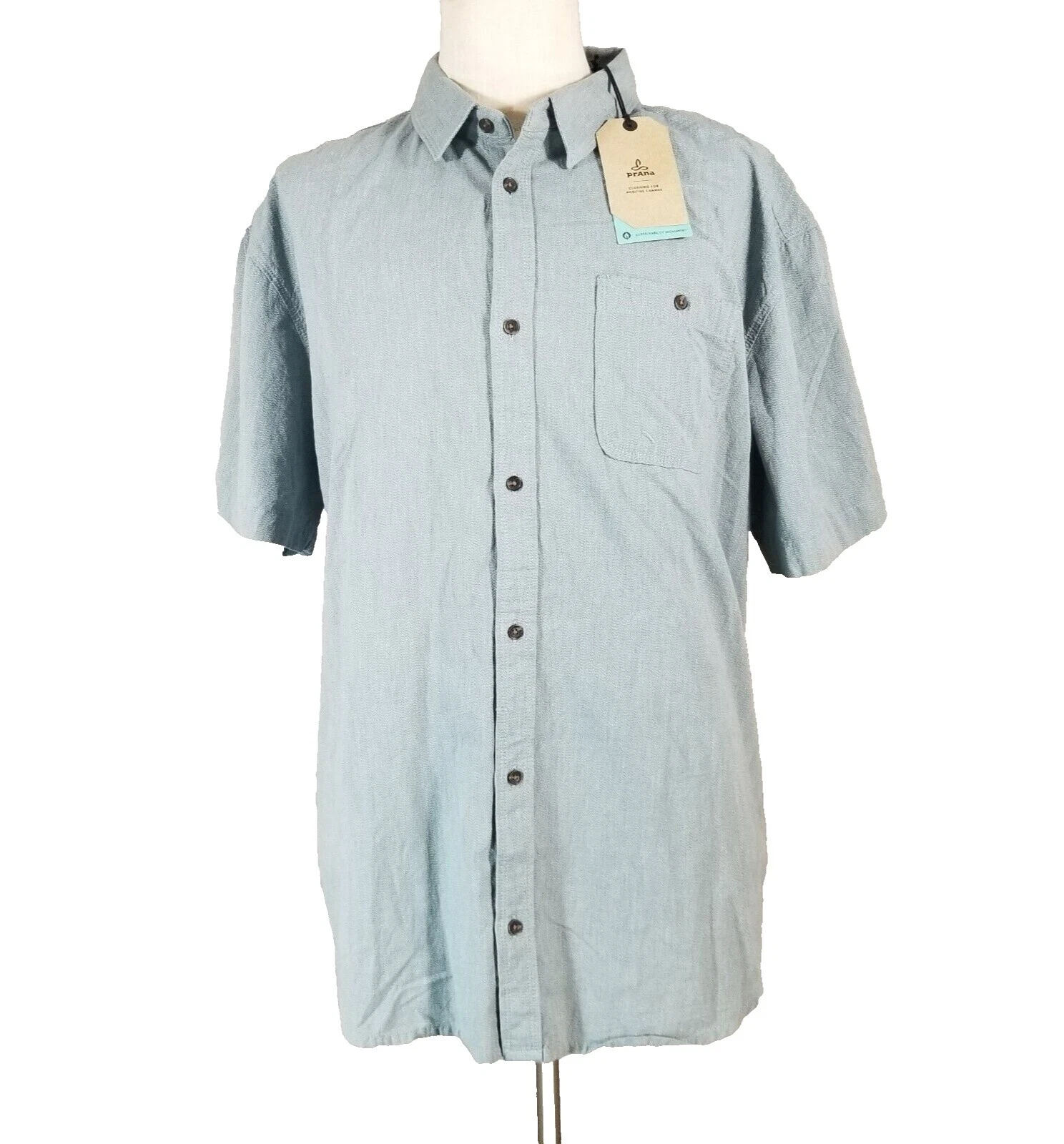 Botón Casual sólido algodón prAna-Down Shirts for Men