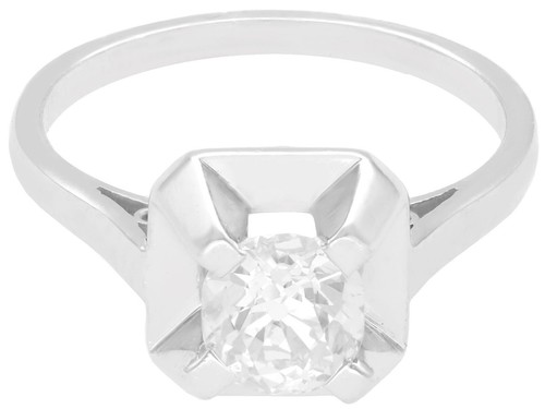 Antique Vintage Old Cut Diamond Platinum Solitaire Engagement Ring Size 4.5 - Picture 4 of 11