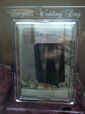 Galway Kristall ''ON YOUR WEDDING DAY'' 5'' x 7'' Rahmen 25618 sehr selten Neu in OVP
