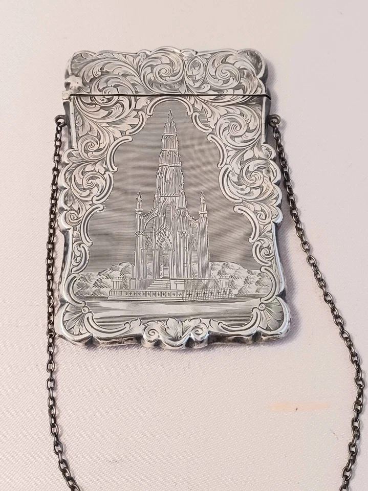 Estuche para tarjetas de arquitecto inglés victoriano Birmingham Nathaniel Mills 1853 Foto 4 de 4