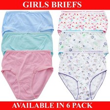 Girls Briefs Underwear Kids Knickers 100% Cotton 6 Pack Age 2-13 Years
