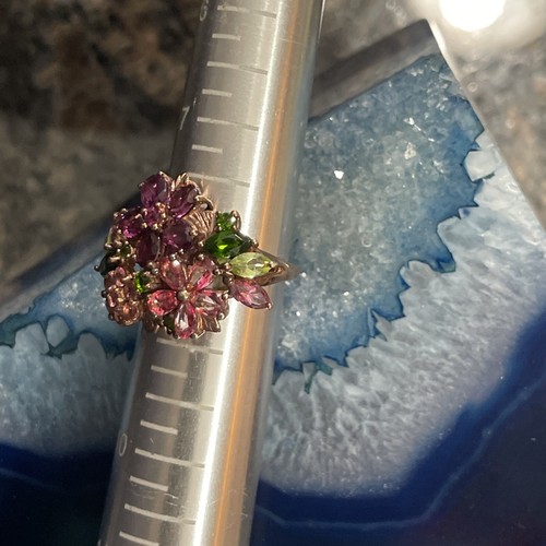 Anello Chuck Clemency STS NYCII argento sterling 925 multi gemma bouquet floreale taglia 8 - Foto 5 di 16