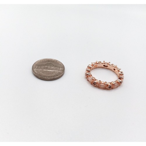 New Opal Ring Rose Gold Plated Eternity Band Size 8.5 Round - Picture 3 of 3