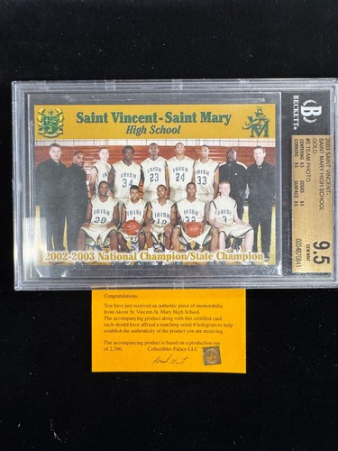 2003 Saint Vincent Saint Mary HS Lebron James #5 foto squadra Beckett 9,5 gemme ottime condizioni
