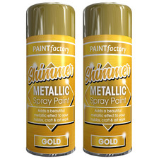 2X Gold Metallic Spray Paint Aerosol Auto Matt Gloss Lacquer Wood Metal 200ml