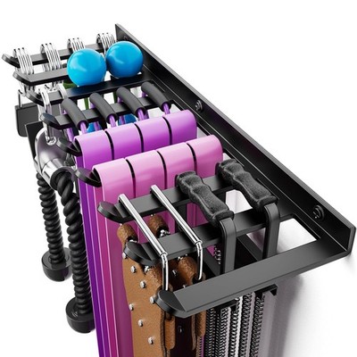 Wall Mounted Gym Storage Rack Resistance Band Cable Attachment Organizer