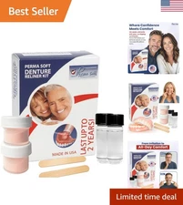 Perma Soft Denture Reliner Kit - Custom Fit for 2 Plates, DIY Semi-Soft Liner