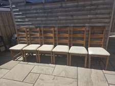 Set of 6 Solid Oak Dining Chairs, Rustic, Ladder Back, Barely Used