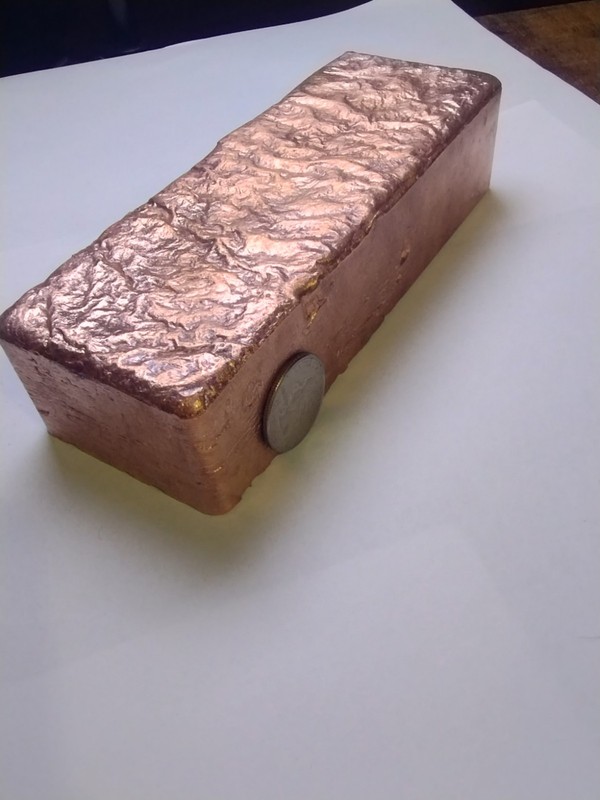 Copper Ingot Hand Poured Bullion 999, 6.64 lb