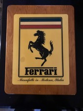 Vintage Ferrari Wood Wall Plaque Sign 17.5” Prancing Horse Modena Italy Racing