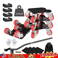 Heavy Duty Furniture Dolly Set W/ Pry Bar Anti-Slip Mats Safety Gloves New