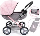 Bayer Dolls 4-In-1 Toy Baby Doll Pram Stroller Cosy Set - Dolls up to 18" (Pink/
