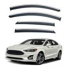 4pcs Sun Rain Guard Compatible with 2013-2020 Fusion Smoke Tint with Chrome