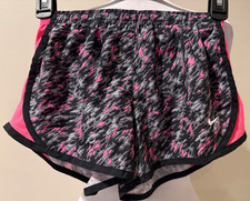 NIKE Girls Black Gray  Pink Tempo Lined Running Shorts - Sz Youth Small