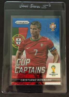 2014 Panini Prizm World Cup Captains Cristiano Ronaldo Blue Red Wave #5 Portugal
