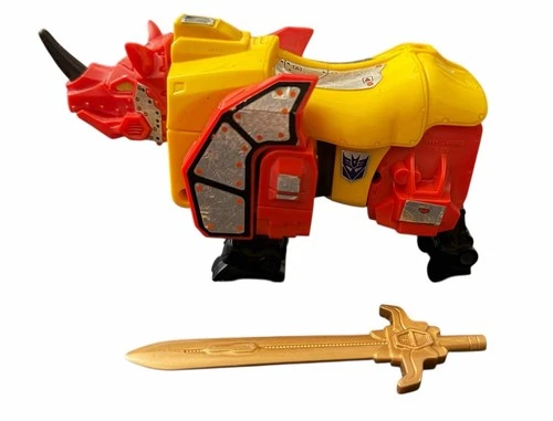 Vintage Hasbro 1986 Transformers Figure: G1 Headstrong Rhino w/ Sword