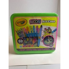 Crayola Neon Art Case 50 Pieces Markers Crayons Paint Glow Light 04-1257 New