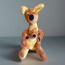 Vintage Nanco Plush Kangaroo with Baby Joey in Pouch 17  RARE 1980s Korea
