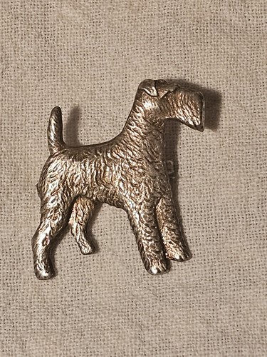 Vintage Sterling Silver Wire Terrier Dog Brooch Pin Standing 1-1/8" Tall - Picture 5 of 10
