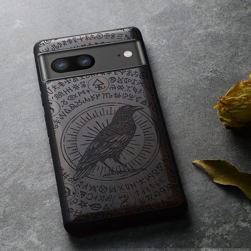 Coque Antichoc Bois Naturel et TPU pour Pixel 7a - Design Élégant Corbeau Darkwood - Photo 7 sur 9