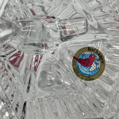 Hofbauer Byrdes Collection Ruby Hex Candy Dish Bird Finial & Feet Crystal VTG - Picture 5 of 12
