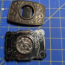 Two Vintage Belt Buckles That Hold A One Dollar Silver Coin No Coin