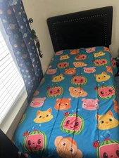 Upholstered Panel Bed, Twin  BLACK with Headboard