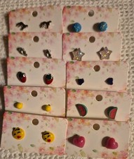 Lot Of 10 Little Girls Multicolored Variety Pierced Post Stud Earrings