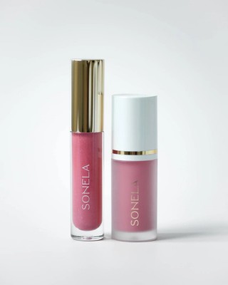 Sonela Dewy 1 Lip Gloss & 1 Liquid Blush Set, Radiant Glow Makeup Bundle