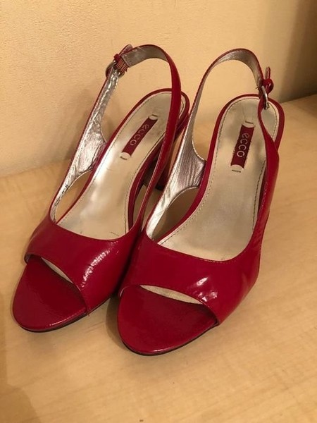 Women Ecco Heels Red Leather 38