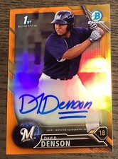 2016 Bowman Chrome David Denson Auto Orange Refractor Rookie Card 1st Bowman /25
