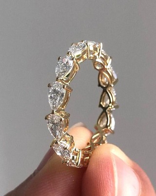 Designer Birne Eternity Diamant Lab Created E F VVS2 14k Gelbgold 3 Karat