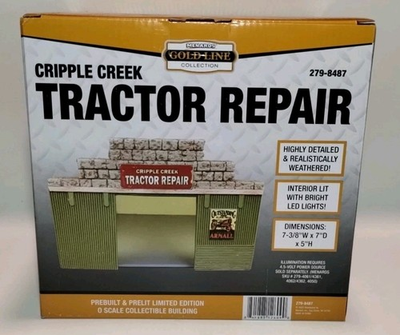 #ad MENARDS O gage 1:48 CRIPPLE CREEK TRACTOR MILITARY ENGINE REPAIR Quonset LEDs $59.99
