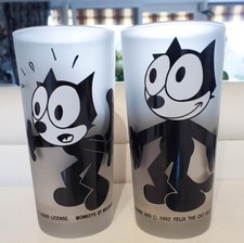 Monkeys of Melbourne Retro 2 FELIX THE CAT FROSTED GLASSES - 1992
