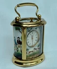 Miniature Halcyon Days Enamels James Purdey Carriage Clock Working Perfectly.