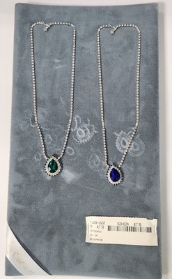 Vintage Signed Eisenberg Blue & Green Faceted Stone Necklace Set