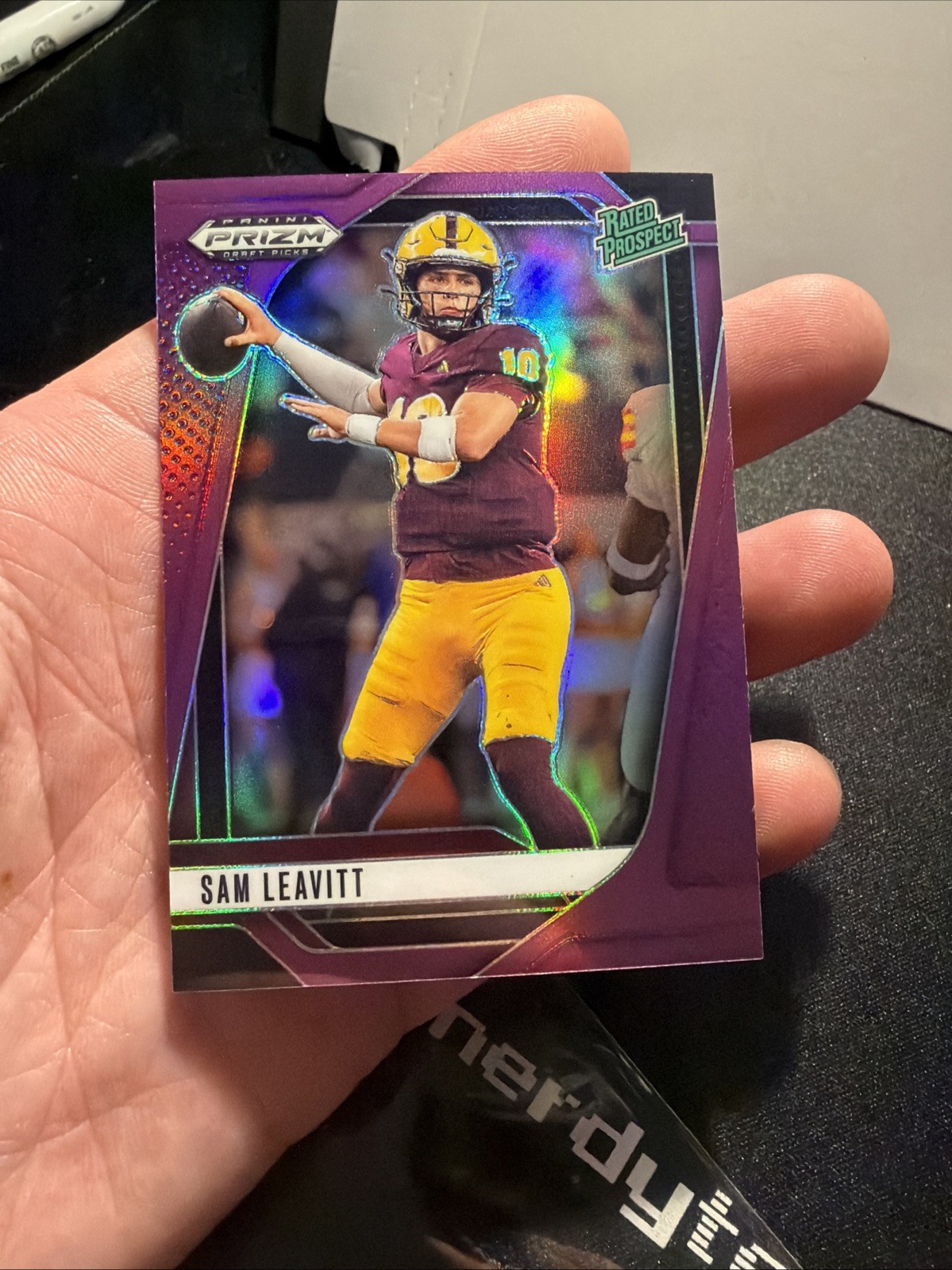 SAM LEAVITT 2025 Prizm Draft Picks Rated Prospect Purple Prizm /99 ASU No. 6