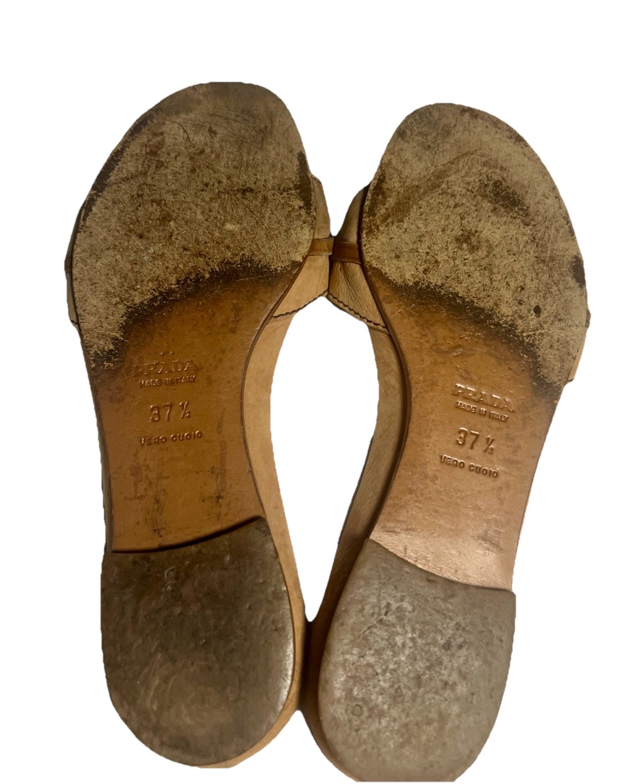 Prada Brown Leather Buckle Silver Logo Sandals Size 37 1/2 thumbnail 4