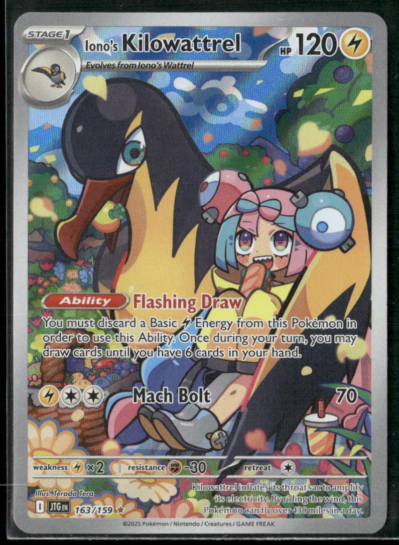 Iono's Kilowattrel 163/159 Illustration Rare Journey Together Pokemon Holo NM