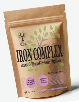 Eisenkomplex mit Vitamin C, B12, Kupfer & Magnesium - Eisen mit hoher Aufnahme 28mg