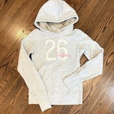 Hollister Womens Light Gray Hoodie Fur Lined Hood Size Small