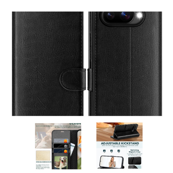 Ocase HandyhüLle Google Pixel 10A PU Leder Schwarz Rfid Schutz-image