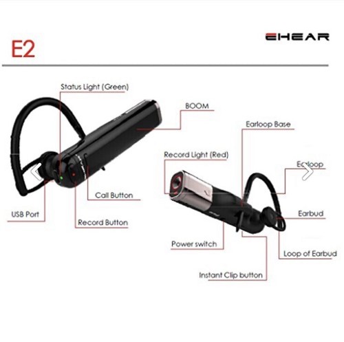 Ehear E2 Wearable Pocket Outdoor Sports DV+CMOS Camcorder+Bluetooth Headset On - Picture 9 of 18